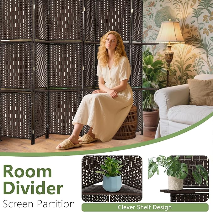 Room Divider 6 Panel Room Screen Divider Folding Portable partition Screen Wood - Image 3
