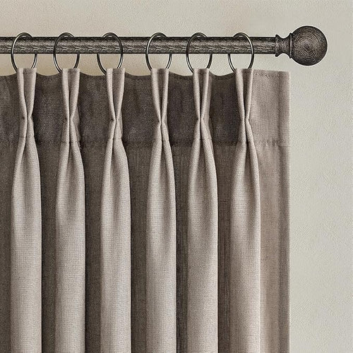 102 Inches Long Dark Flax Pinch Pleat Sheer Curtains by Topfinel