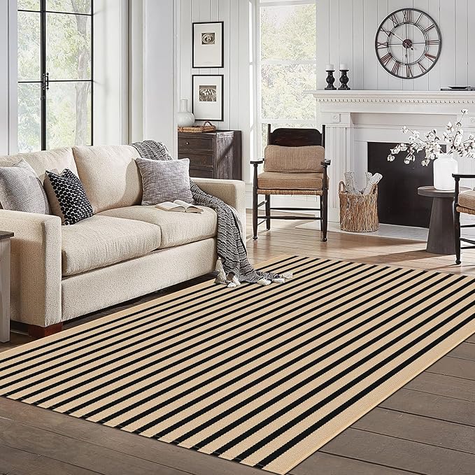 IOHOUZE Striped Area Rug 5'x7' Indoor Outdoor Rug, Washable Area Rug by iOhouze