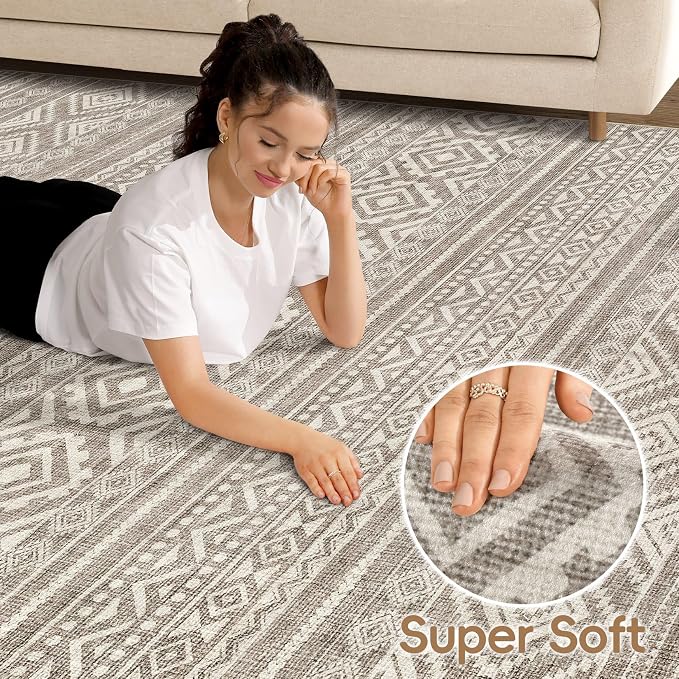 cotiled 7x9 Area Rug Living Room: Washable Boho Rugs - Image 2