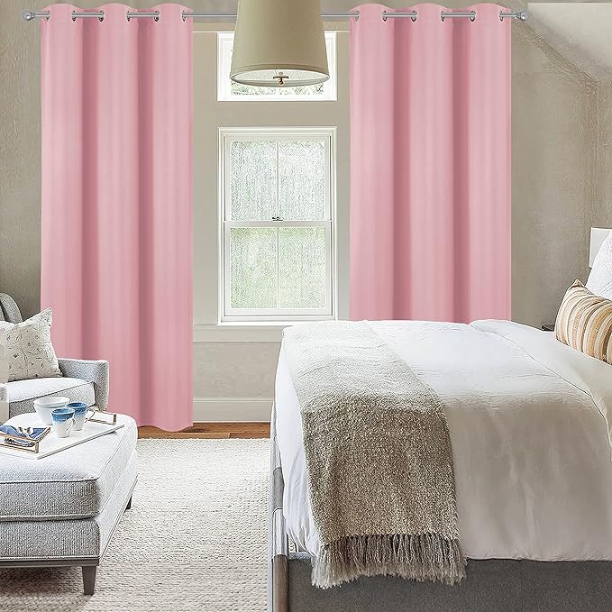 Diraysid Pink Grommet Blackout Curtains - Image 4