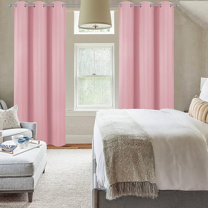 Diraysid Pink Grommet Blackout Curtains - Image 7