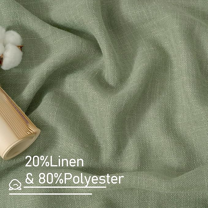 LAMIT Sheer Linen Curtains 63 Inches Long, Semi Sheer Light Filtering Panels - Image 2