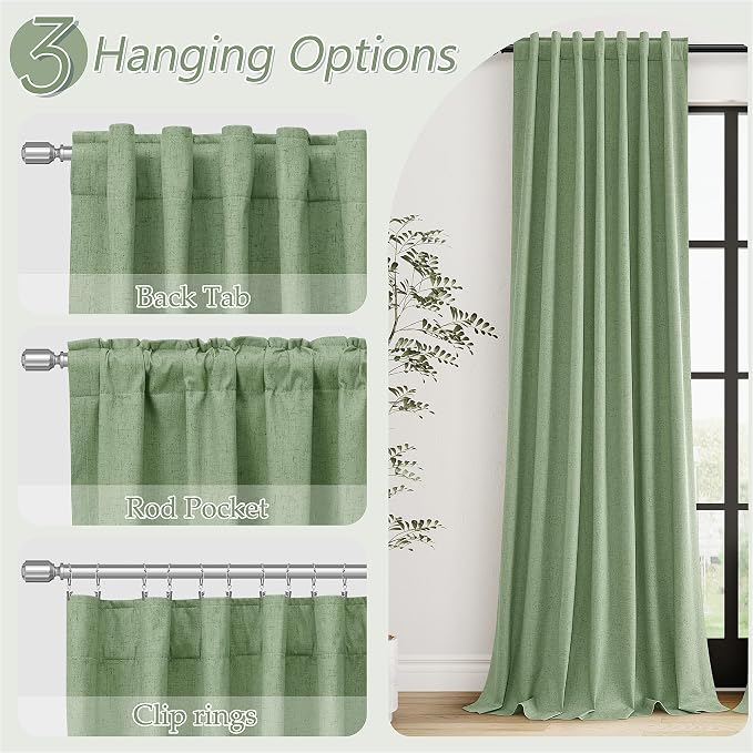 Guken 100% Blackout Linen Curtains 84 Inch Length 2 Panels Set - Image 6
