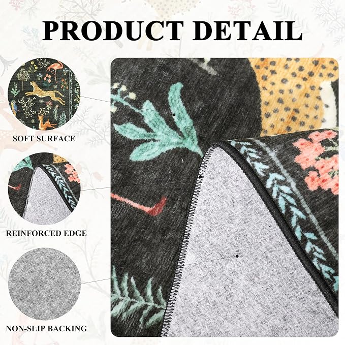 DUKINO 4x6 Rug, Washable Animal Area Rug - Image 4