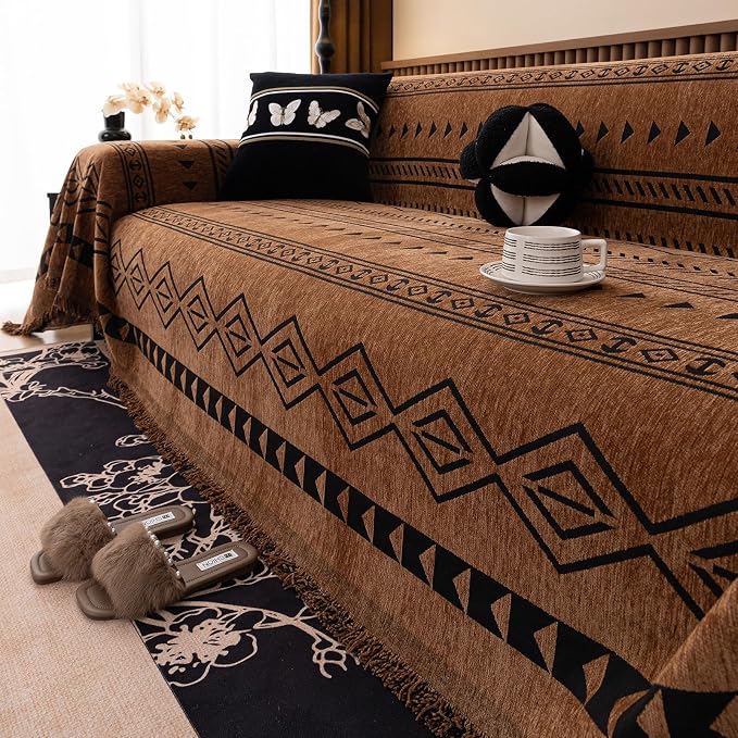 VClife Bohemian Couch Cover for Dog, Plush Thick Chenille Aztec Couch Cover for - Image 4
