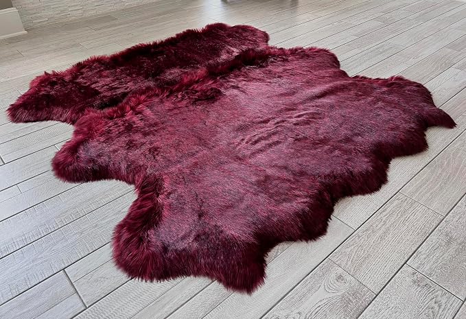 Free Shape Luxury Soft Fluffy Shag Area Rug Sexto 6 Pelts 6'x6', 180x180 cm by LAMBZYRUGS