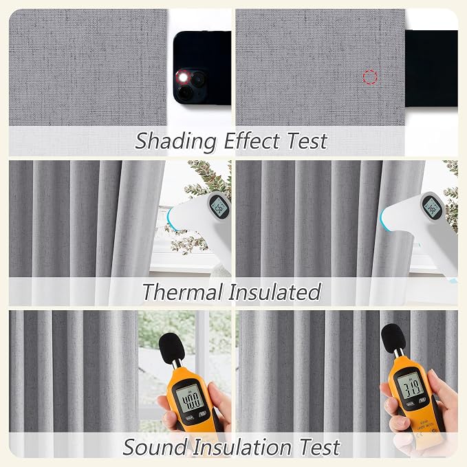Guken Grey 100% Blackout Curtains 120 Inch Length 2 Panels Set - Image 5
