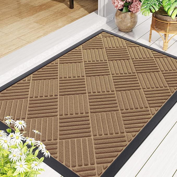 Smiry Front Door Mat Outside Entrance, Heavy Duty Outdoor Indoor Mat, Natural - Image 8