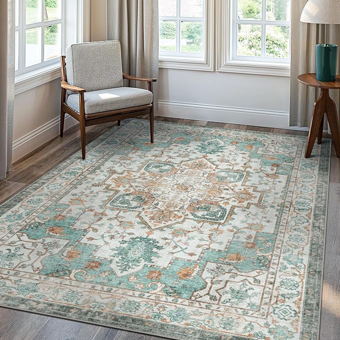 GENIMO 6x9 Area Rugs for Living Room, Machine Washable Non Slip Vintage Rugs - Image 2