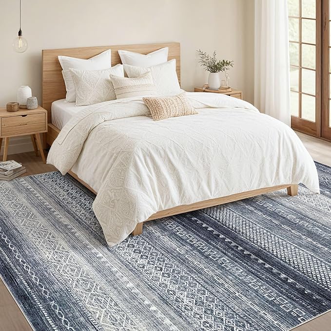 Nakagishi Area Rug Living Room Rugs: 7x10 Machine Washable Boho Large Neutral - Image 4
