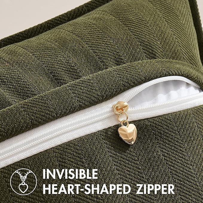 MIULEE Pack of 2 Olive Green Decorative Pillow Covers 22x22 Inch Soft Chenille - Image 3