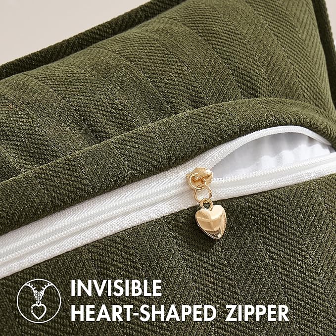 MIULEE Pack of 2 Olive Green Decorative Pillow Covers 24x24 Inch Soft Chenille - Image 3