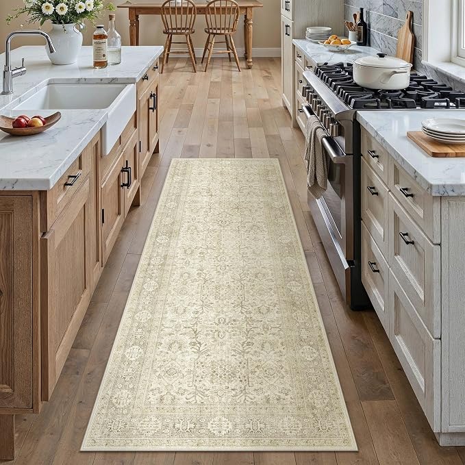 PureCozy Beige Runner Rug 2x6 Vintage Area Carpet Hallway Long Indoor Kitchen - Image 5
