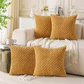 Set of 4 Mustard Yellow Decorative Throw Pillow Covers 26x26 Inch Corduroy by Cozoomy