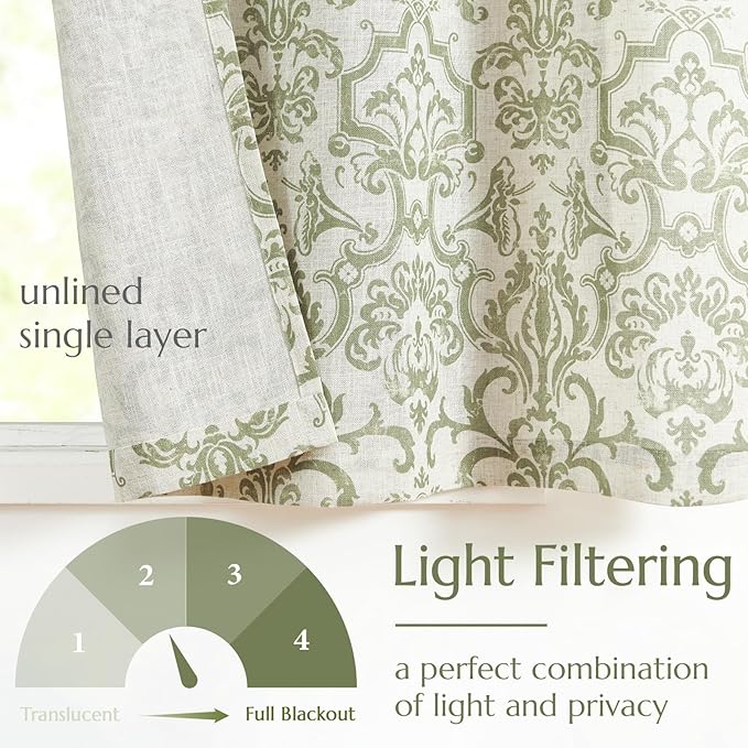 jinchan Linen Tie Up Valance for Window Flax Floral Drapes Vintage Farmhouse - Image 7