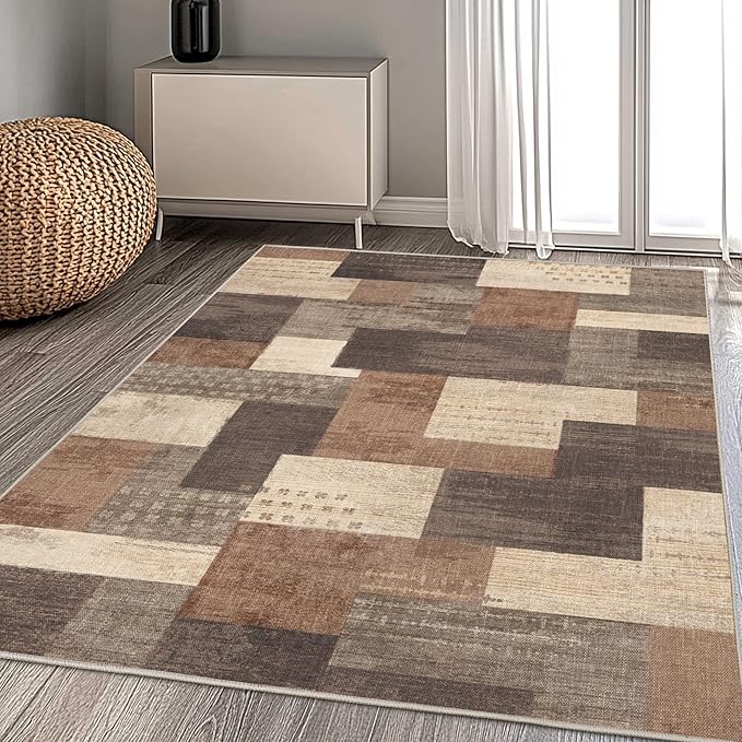 Modern Geometric Patchwork Indoor Area Rug - Image 6