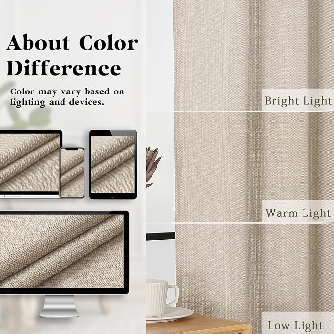 Gwine Linen Valance Curtain, Light Filtering Faux Linen Textured Valance - Image 6