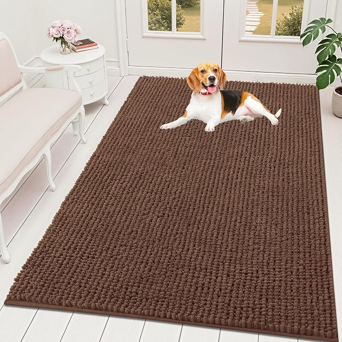 OLANLY Dog Door Mat for Muddy Paws 70x46, Ultra Absorbent Chenille Mud Doormat by OLANLY