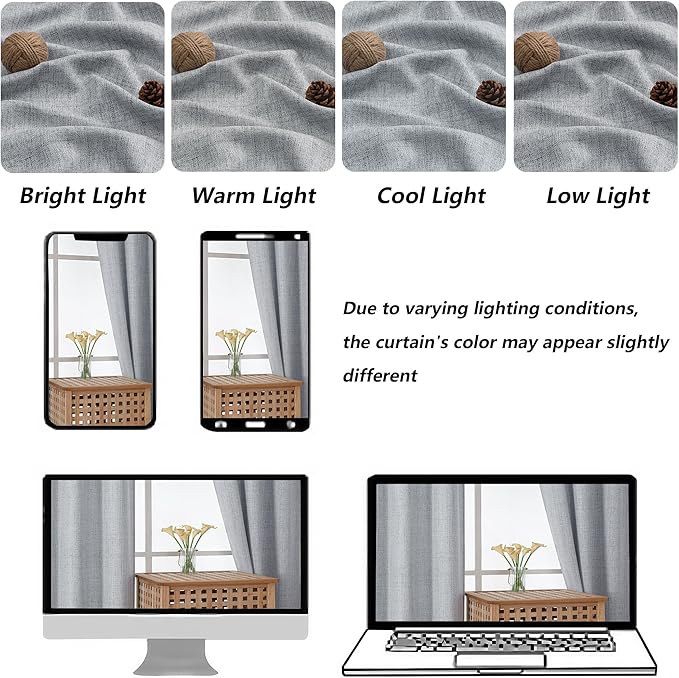 Chyhomenyc Gray Valance for Windows, Light Filtering Faux Linen Slub Textured - Image 8