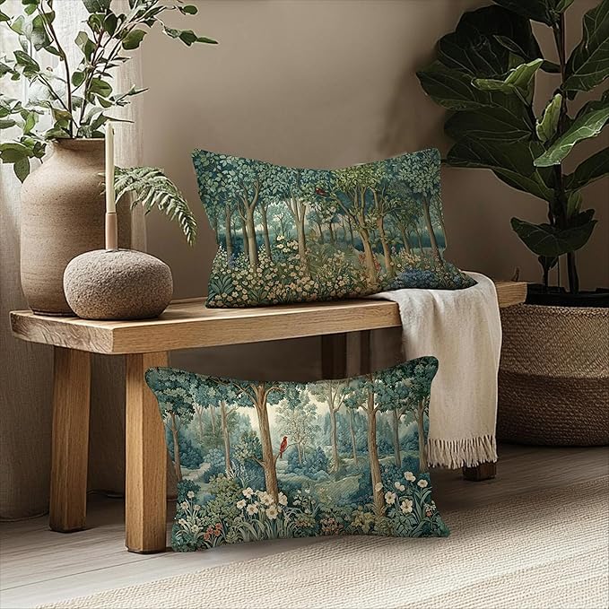 Rustic Spring Forest Pillow Covers 20x12 Double-Sided, Cottagecore Forest - Image 5