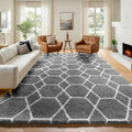 ONASAR 7x9 Area Rugs for Living Room Bedroom, Large Fluffy Grey and White Throw by ONASAR
