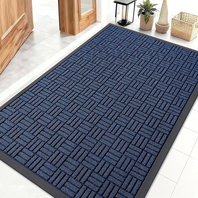 OLANLY Front Door Mat Outside Entrance 47x32, Heavy Duty Sturdy Natural Rubber by OLANLY