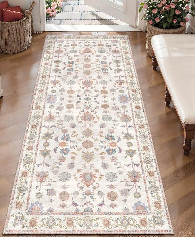 Tangsoo 2x5 Runner Rug Hallway Washable Carpet Runner Non Slip Boho Vintage by Tangsoo