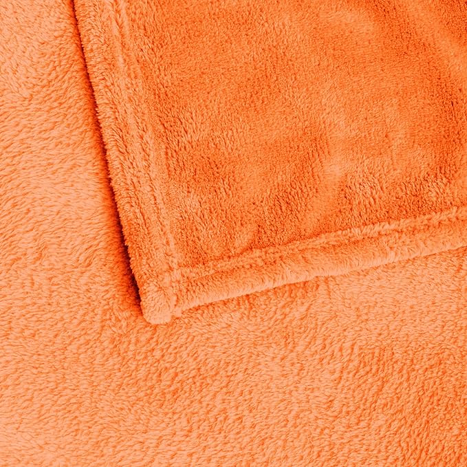 BEDELITE Orange Throw Blanket for Couch & Bed, Luxury Plush Cozy Fleece Blanket - Image 6