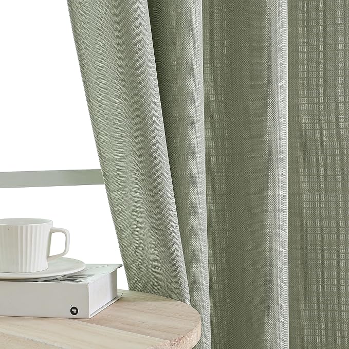 Chyhomenyc Bennet 2 Panels Light Green Kitchen Curtains Tier 24 Inch Length - Image 7