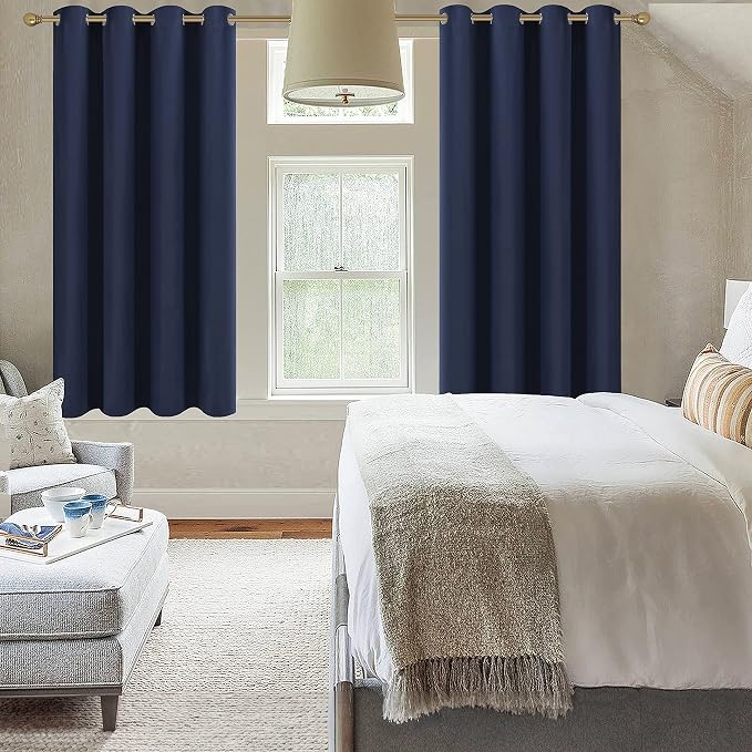 Diraysid Navy Blue Grommet Blackout Curtains - Image 4