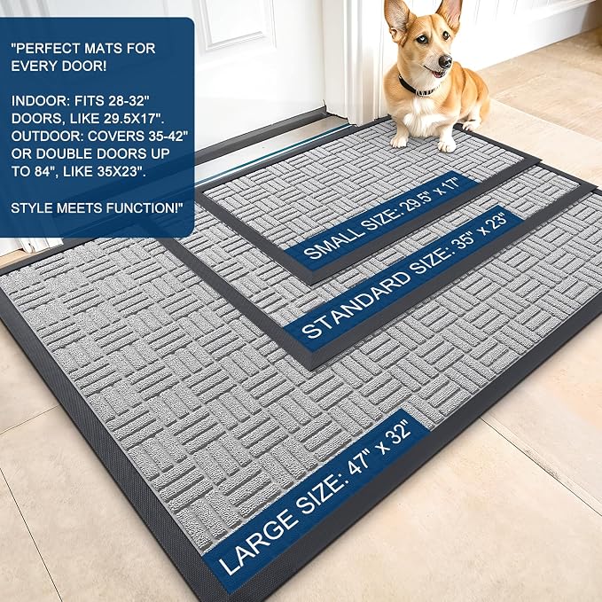 OLANLY Front Door Mat Outside Entrance 47x23, Heavy Duty Sturdy Natural Rubber - Image 2