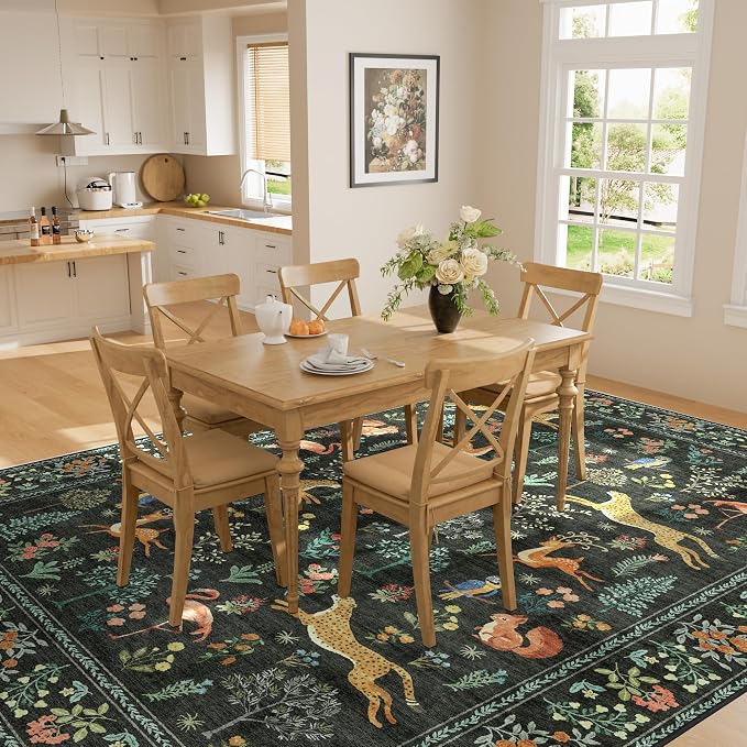 DUKINO 9x12 Rug, Washable Animal Living Room Rug - Image 4