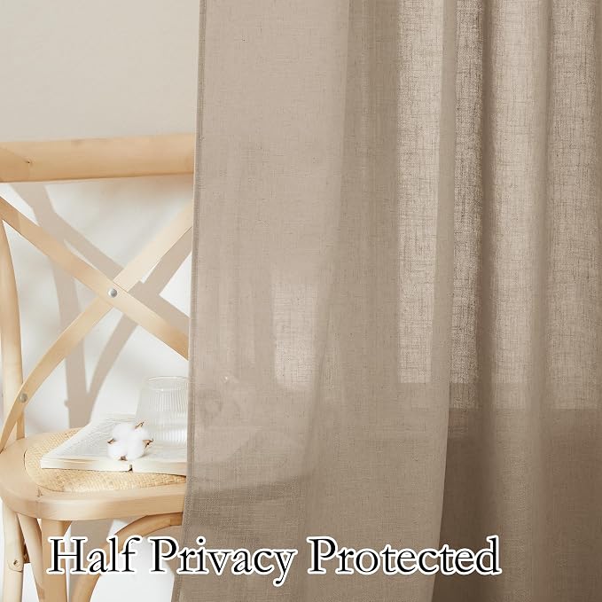 RYB HOME Extra Long Linen Curtains - Image 4