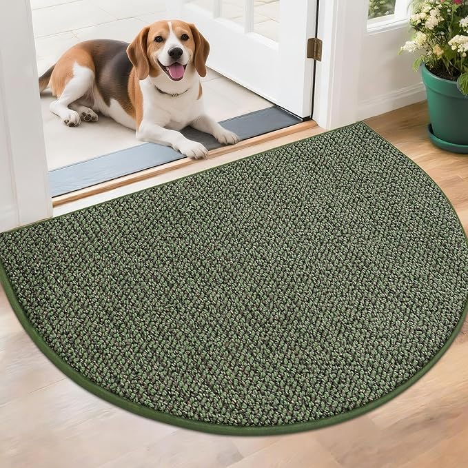 BEQHAUSE Dirt Trapper Door Mat 26" x 40" Half Circle Non-Slip Washable Doormats by BEQHAUSE