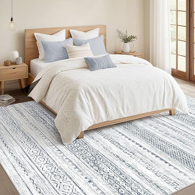 Nakagishi 8x10 Area Rugs Living Room: Washable Boho Large Neutral Soft - Image 3