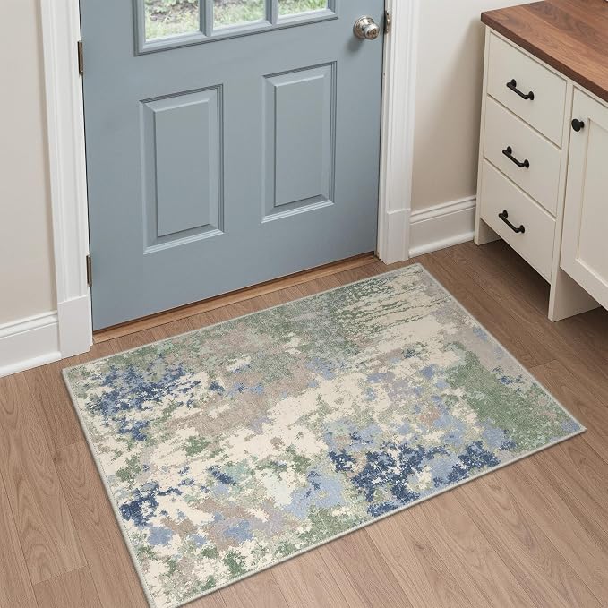 GENIMO 2X3 Washable Modern Doormat, Non-Slip Low Pile Chenille Area Rug by GENIMO
