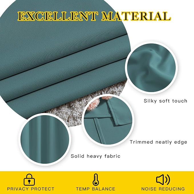 NICETOWN Blackout Sea Teal Curtains - Image 4