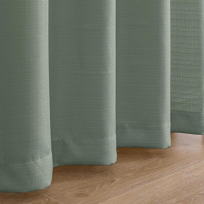 Chyhomenyc Sage Green Curtains 108 Inch Length 2 Panels Set, Faux Linen - Image 8