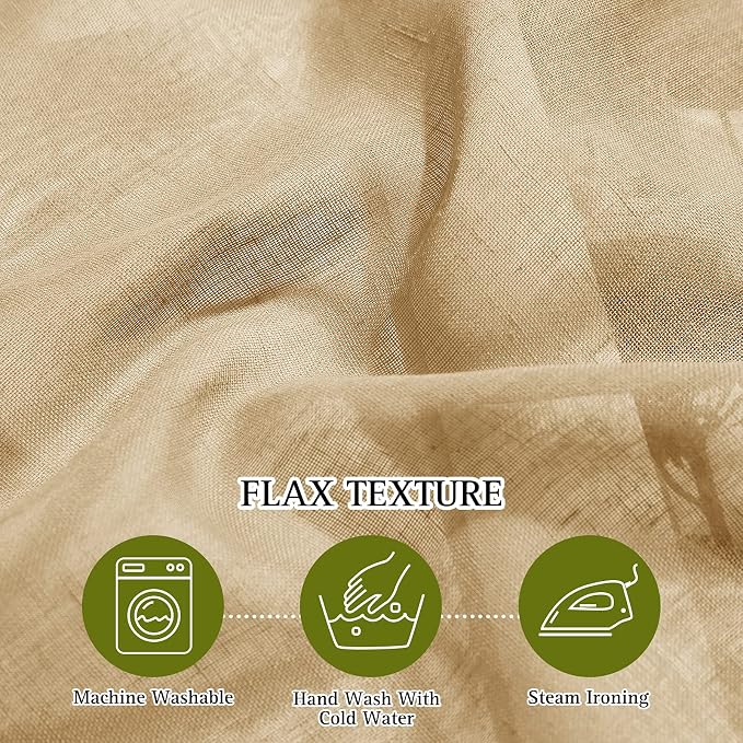 NICETOWN Sheer Linen Curtains Flax Texture 84 inch Length, Grommet Semi Sheer - Image 5