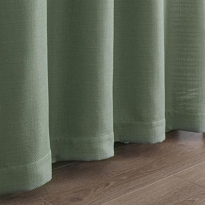 Chyhomenyc Sage Green Curtains 96 Inch Length 2 Panels, Faux Linen Textured - Image 7