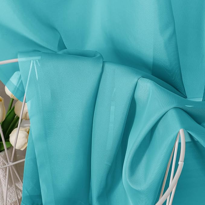 Aiyufeng Turquoise Sheer Curtains 63 Inch Length 2 Panels Set, Light Filtering - Image 5