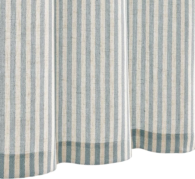 jinchan Tie Up Linen Textured Striped Bow Tie Curtain - Image 7