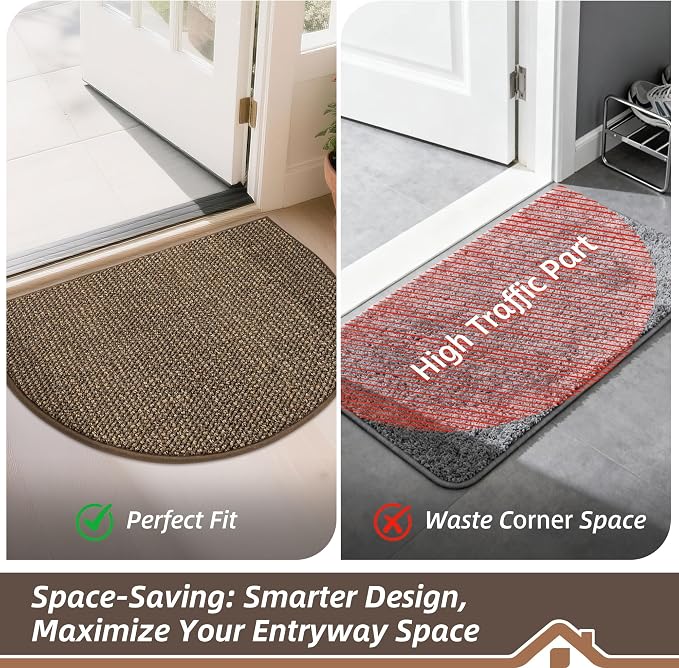 BEQHAUSE Dirt Trapper Door Mat 32" x 48" Half Circle Non-Slip Washable Doormats - Image 6