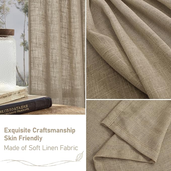 LAMIT Semi Sheer Linen Curtains 36 Inch Length - Image 6