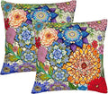 Colorful Boho Mandala Floral Throw Pillow Covers 18x18 Set of 2, Spring Easter by Unknown