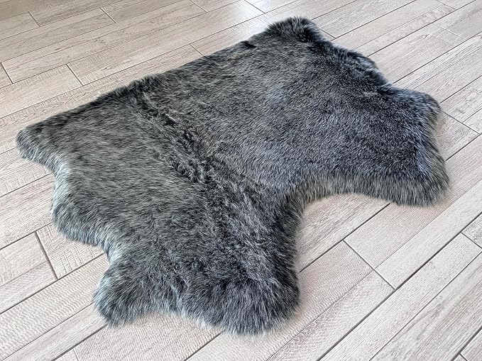 Free Shape Luxury Soft Fluffy Shag Area Rug Double Side by Side 3'x4', 90x120cm by LAMBZYRUGS