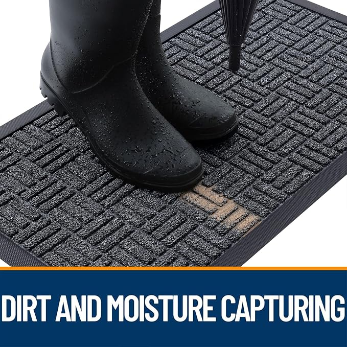 OLANLY Front Door Mat Outside Entrance 33x21, Heavy Duty Sturdy Natural Rubber - Image 2