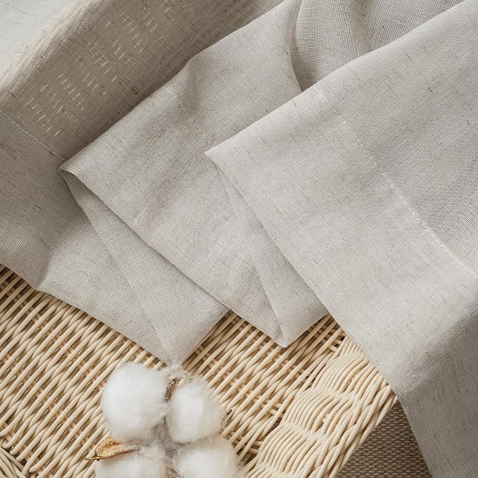 FMFUNCTEX Linen Sheer Curtains for Bedroom, Rod Pocket 2 Panels Set - Image 6