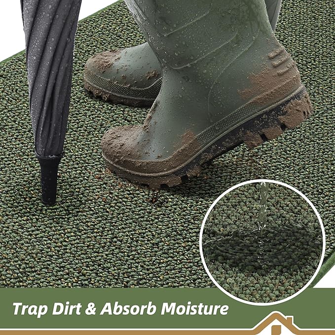 BEQHAUSE Dirt Trapper Door Mat 26" x 40" Half Circle Non-Slip Washable Doormats - Image 3